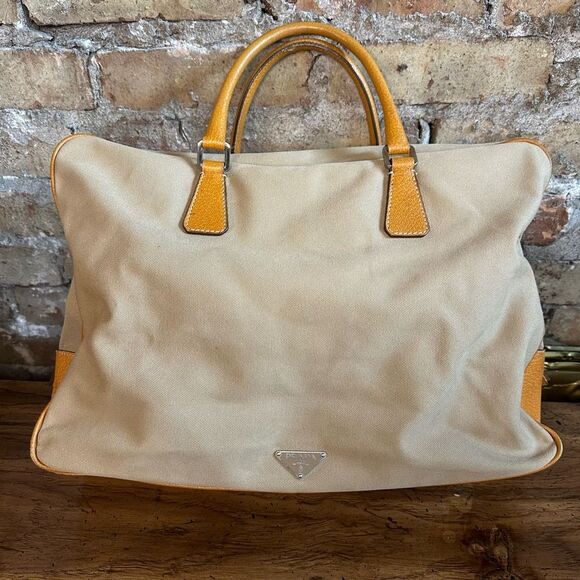 Vintage Prada Beige Canvas Tote Bag - Picture 1 of 16